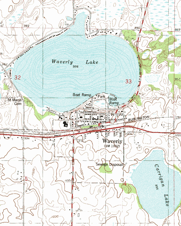Topographic map of the Waverly Minnesota area
