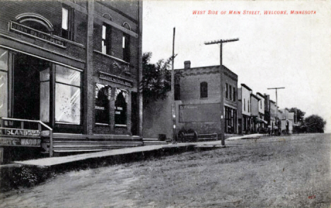 West side of Main Street, Welcome Minnesota, 1908
