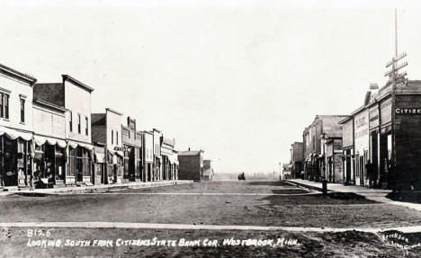 Looking south from Citizens State Bank corner, Westbrook Minnesota, 1910's?