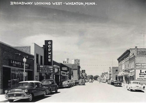 Broadway looking west, Wheaton Minnesota, 1956