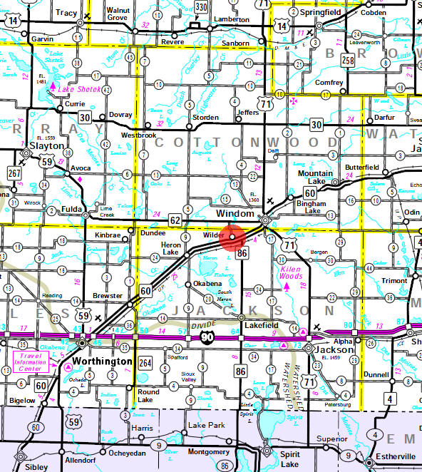 Minnesota State Highway Map of the Wilder Minnesota area