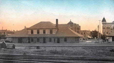 Great Northern Depot and Fourth Street, Willmar Minnesota, 1910