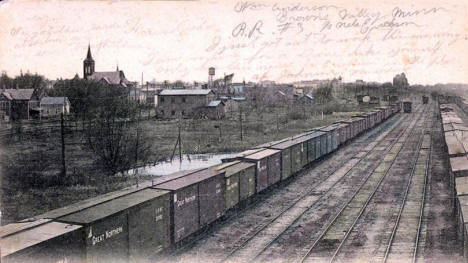  Great Northern Railroad Yards looking west from the Roundhouse, Willmar, 1909