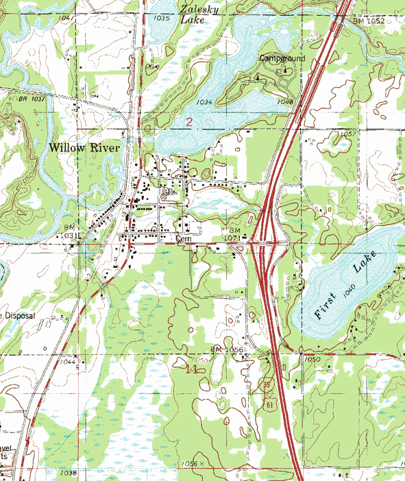 Topographic map of the Willow River area