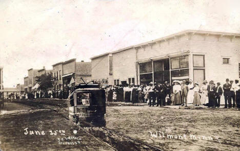 Street scene, Wilmont Minnesota, 1910