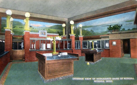 Interior view, Merchants Bank, Winona Minnesota, 1915