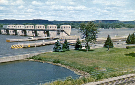 Whitman Dam and locks just north of Winona Minnesota, 1960's