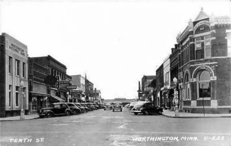 Tenth Street, Worthington Minnesota, 1940's
