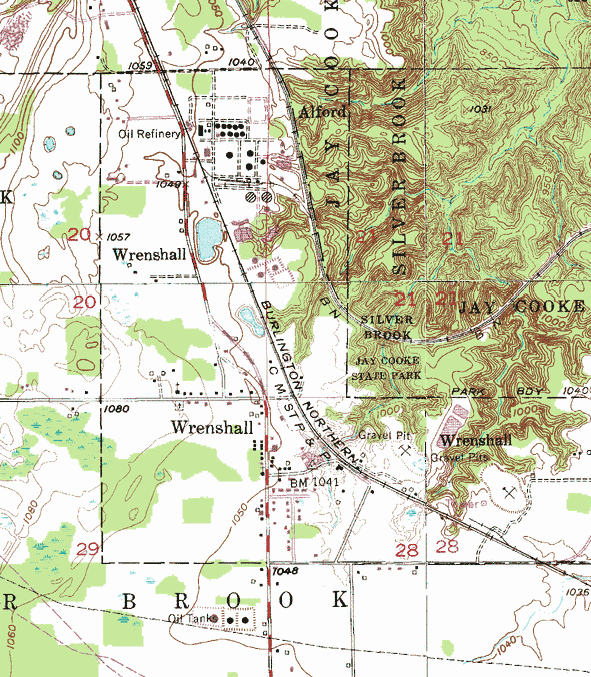 Topographic map of the Wrenshall Minnesota area