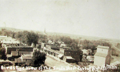 Birds eye view of the southwest part of Wykoff Minnesota, 1925