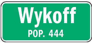 Wykoff Minnesota population sign