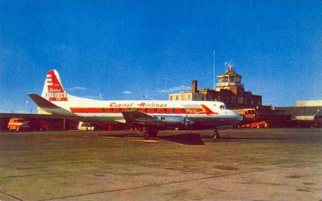 Capital Airlines Viscount Airplane, Minneapolis-St Paul airport, Minnesota, 1950's
