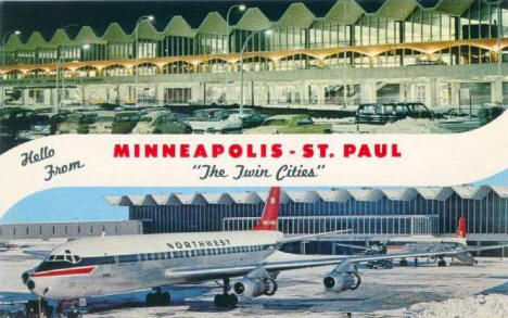 Multiple view of new terminal building, Minneapolis-St Paul airport, Minnesota, 1960's