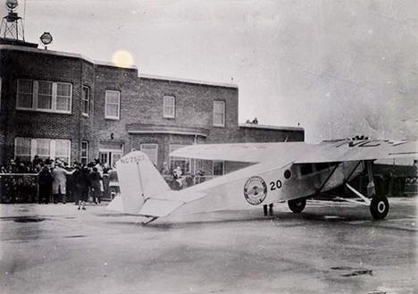 Northwest Airways plane in front of Administration Building, Wold-Chamberlain Airport, 1935