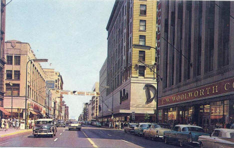 Nicollet Avenue at 7th Street, Minneapolis Minnesota, 1950's