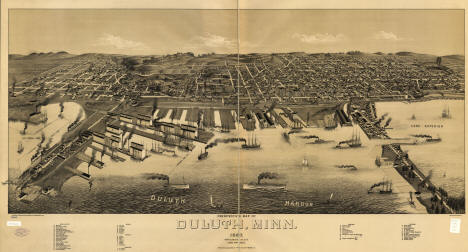 Panoramic View of Duluth Minnesota, 1887