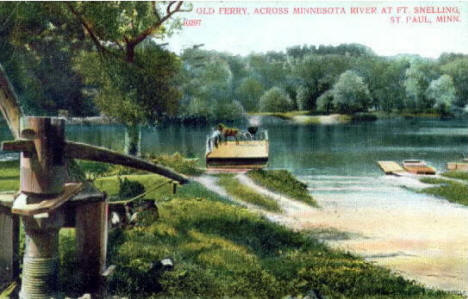 Old Ferry across the Minnesota River, Fort Snelling Minnesota, 1910