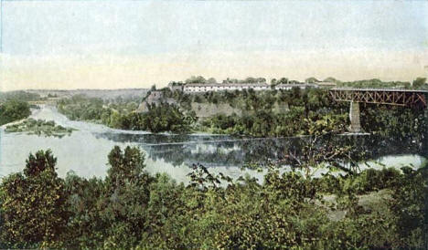 View of Fort Snelling and bridge to St. Paul, early 1900's