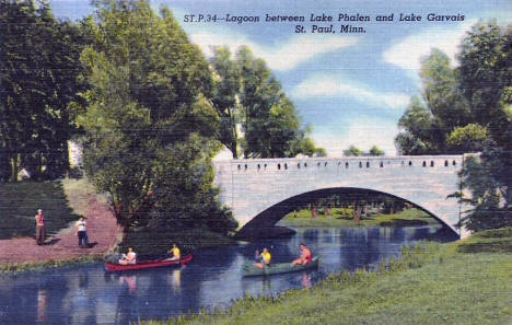 Lagoon between Lake Phalen and Lake Garvais, St. Paul Minnesota, 1940's