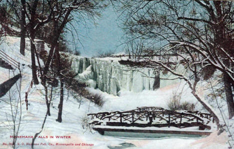 Minnehaha Falls in Winter, Minneapolis Minnesota, 1910's