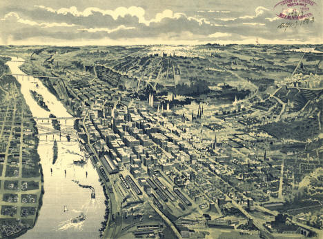 Bird's-eye view of St. Paul, looking west from Dayton's Bluff, 1905
