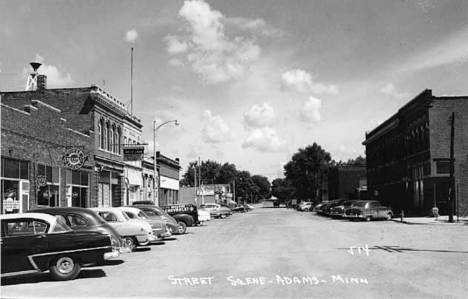 Street scene, Adams Minnesota, 1950