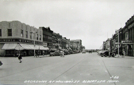 Broadway at Williams Street, Albert Lea Minnesota, 1930's