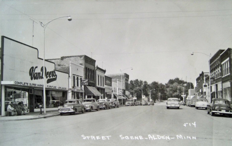 Street scene, Alden Minnesota, 1956