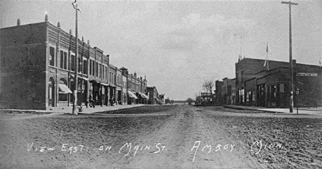 View east on Main Street, Amboy Minnesota, 1908