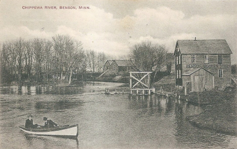 Chippewa River and Woolen Mill, Benson Minnesota, 1914