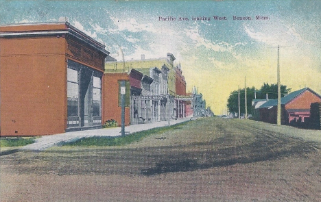 Pacific Avenue looking west, Benson Minnesota, 1909