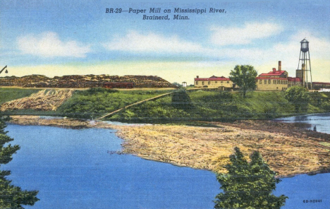 Paper Mill on Mississippi River, Brainerd Minnesota, 1946
