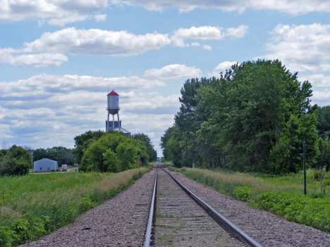 Railroad tracks and water tower, Easton Minnesota, 2014