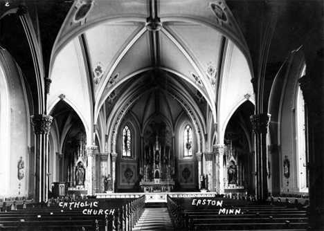 Interior view of Our Lady of Mt. Carmel Catholic Church, Easton Minnesota, 1920