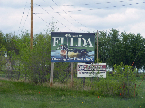 Welcome sign, Fulda Minnesota, 2014