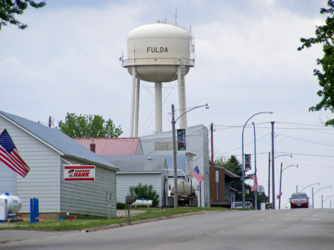 Street scene and Water Tower, Fulda Minnesota, 2014