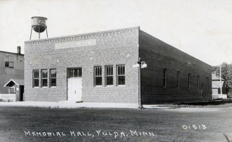 Memorial Hall, Fulda Minnesota, 1930's