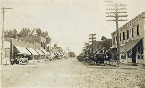 Main Street looking south, Gibbon Minnesota, 1910's