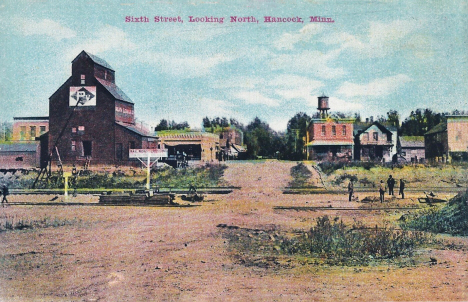 Sixth Street looking north, Hancock Minnesota, 1910