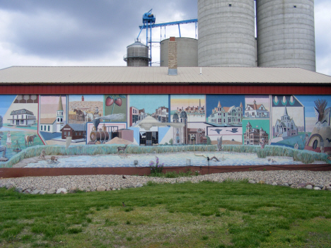Mural depicting local history, Heron Lake Minnesota, 2014