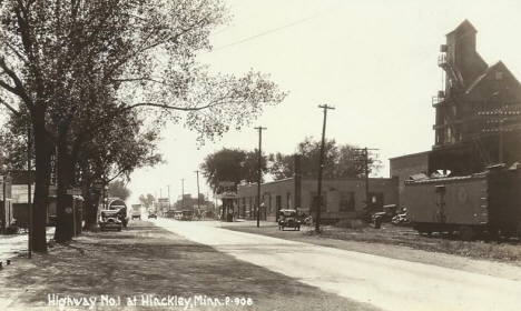 Highway 1 (later Highway 61) at Hinckley Minnesota, 1920's