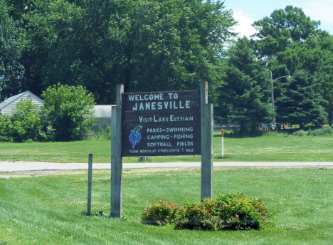 Welcome sign on old Highway 14, Janesville Minnesota, 2014