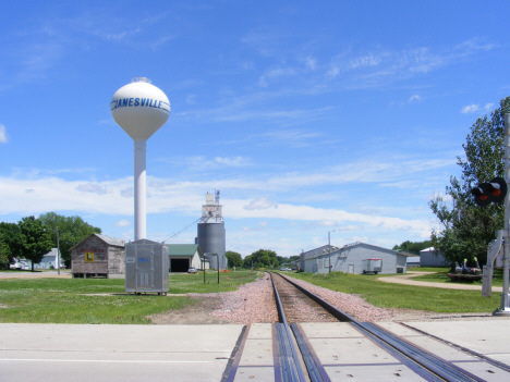 Railroad tracks and water tower, Janesville Minnesota, 2014