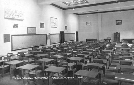 Interior Lakefield High School Assembly, Lakefield Minnesota, 1910