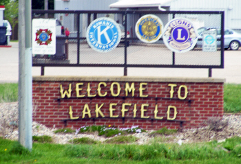 Welcome sign, Lakefield Minnesota
