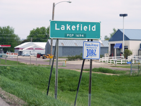 Population sign, Lakefield Minnesota, 2014