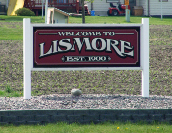 Welcome sign, Lismore Minnesota