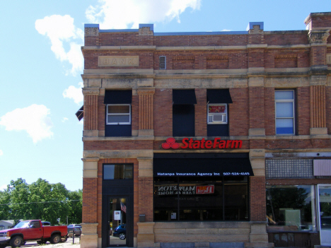 Front of old bank building, Mapleton Minnesota, 2014