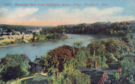 Mississippi River from the Washington Avenue Bridge, Minneapolis Minnesota, 1910's