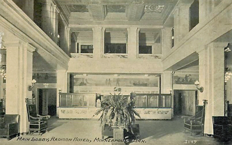 Lobby, Radisson Hotel, Minneapolis Minnesota, 1911